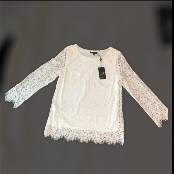 NWT Adrianna Papell White Lace Top Size M - Picture 8 of 8